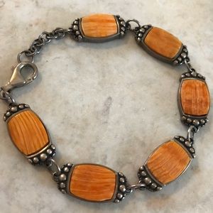 Vintage .925 Silver Bracelet with orange stones
